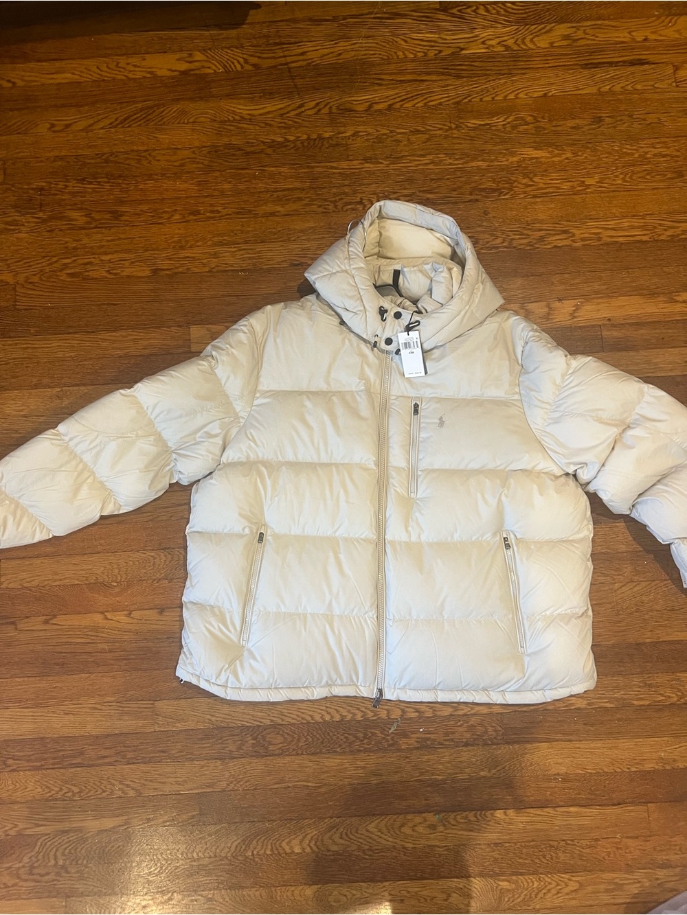 NWT Polo by Ralph Lauren Cream Men's Hooded Puffer Jacket Size 4XB